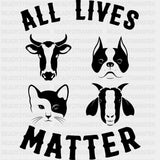 All Lives Matter - Vegan DTF Transfers - Adult Unisex - S & M (10’’) / Dark Color Design (See Imaging)