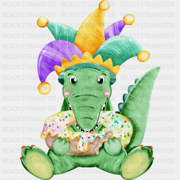 Alligator Eating Donut - Mardi Gras DTF Transfers