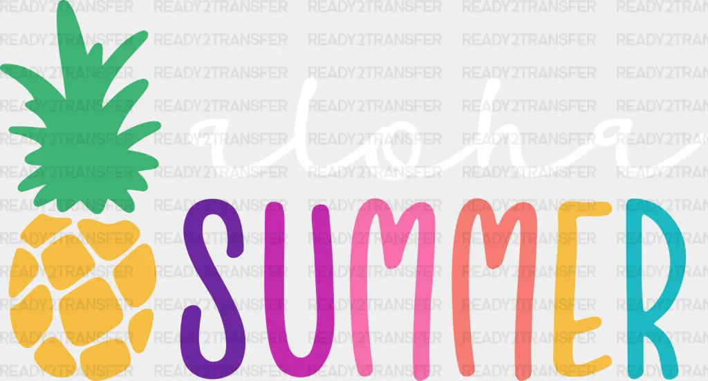 Aloha Summer Pineapple Dtf Transfer Adult Unisex - S & M (10’) / White