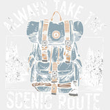 Always Take The Scenic Route - Hiking DTF Transfers - Adult Unisex - S & M (10’’) / Light Color Design (See Imaging)
