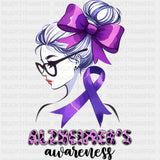 Alzheimer's Awareness Girl - Alzheimer's Awareness DTF Transfer ready2transfer Dark Color Design (See Imaging)