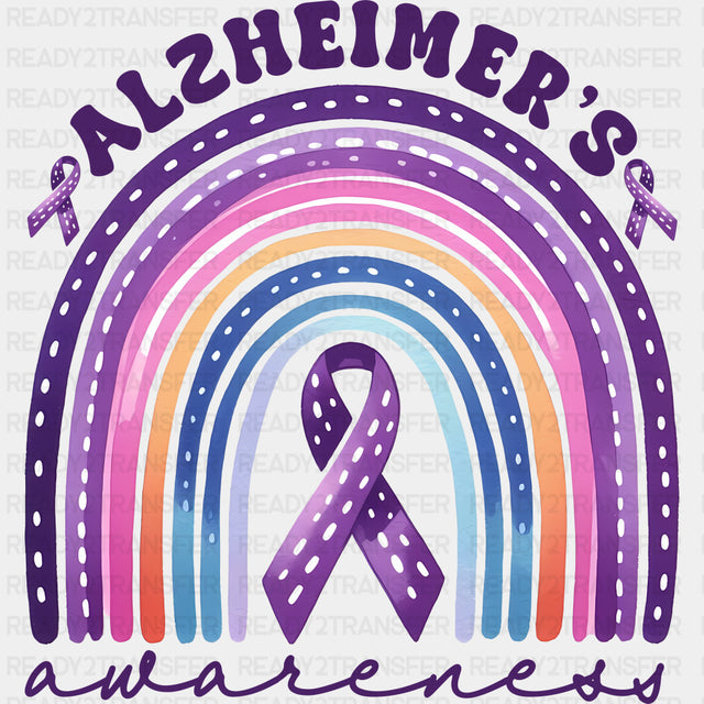 Alzheimer's Awareness Rainbow - Alzheimer's Awareness DTF Transfer ready2transfer Dark Color Design (See Imaging)