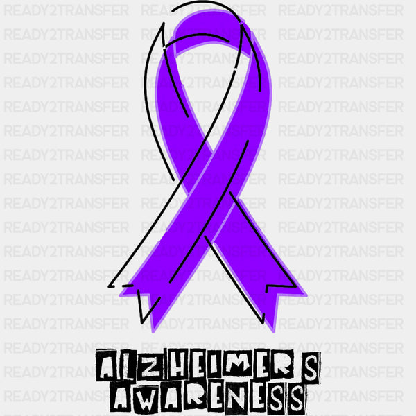 Alzheimer's Awareness Ribbon B&W - Alzheimer's Awareness DTF Transfer