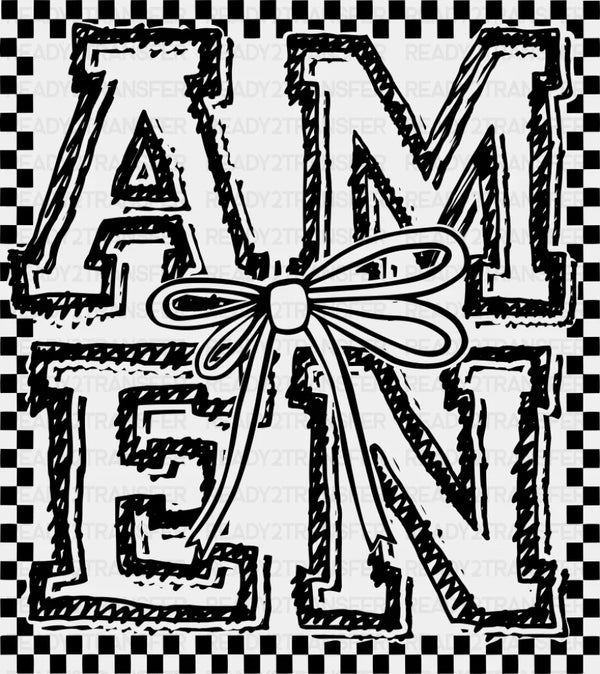 Amen Ribbon B&W - Christianity DTF Transfer