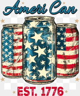 Ameri Can EST 1776 - 4th Of July DTF Transfer Adult Unisex - S & M (10’’) / Light Color Design (See Imaging)