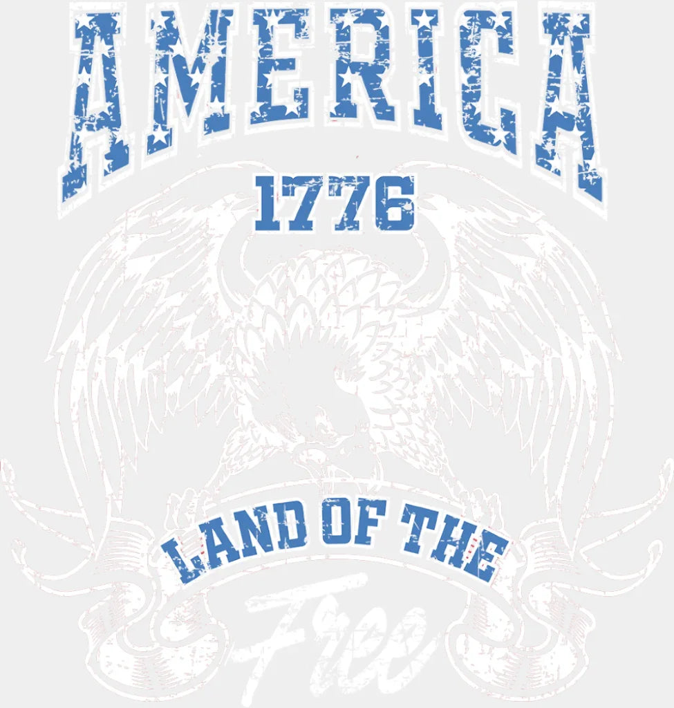 America 1776 Land Of The Free Hawk - 4th Of July DTF Transfer Adult Unisex - S & M (10’’) / Light Color Design (See