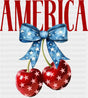 America Cherries Blue Ribbon - 4th Of July DTF Transfer
