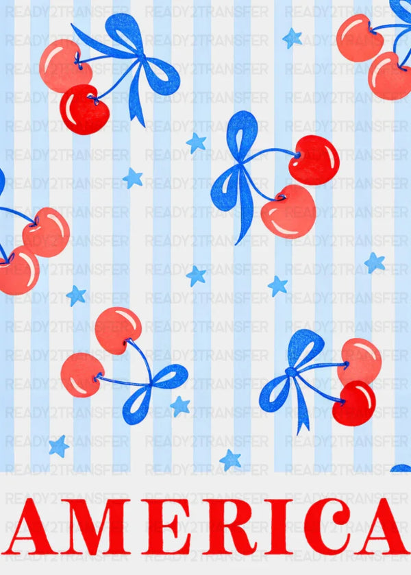 America Cherry Ribbons - 4th Of July DTF Transfer