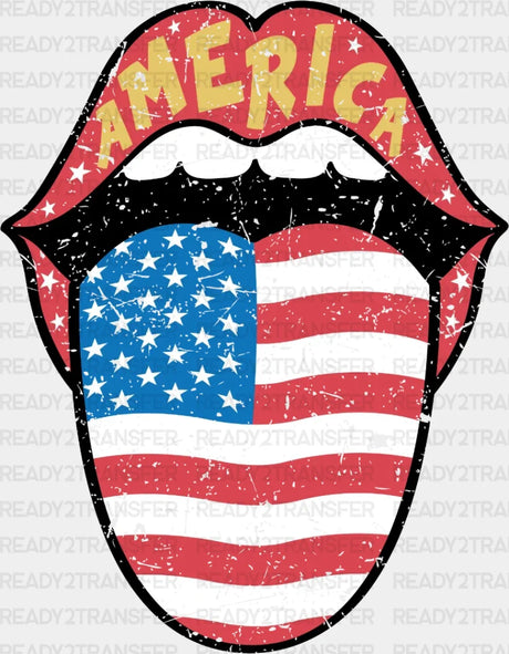 America Lips 4Th Of July Dtf Heat Transfer Independence Day Design Fourth