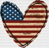 American Flag Heart 4Th Of July Dtf Heat Transfer Independence Day Design Fourth
