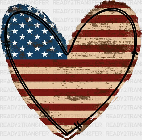 American Flag Heart 4Th Of July Dtf Heat Transfer Independence Day Design Fourth