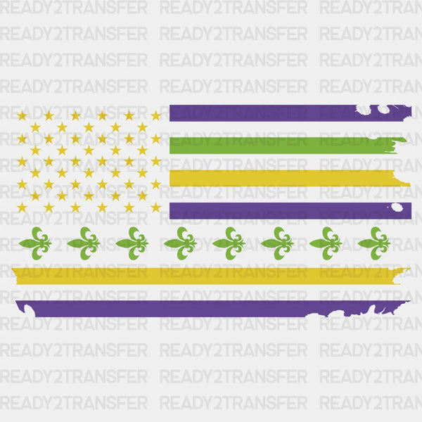 AMERICAN FLAG MARDI GRAS DTF Transfer