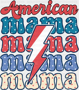 American Mama Lightning Bolt Design - 4th Of July DTF Transfer