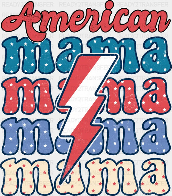 American Mama Lightning Bolt Design - 4th Of July DTF Transfer