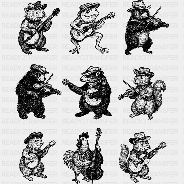 Animals Making Music - Music DTF Transfers ready2transfer Dark Color Design (See Imaging)