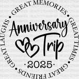 Anniversary Trip 2025 - Dtf Transfer Adult Unisex S & M (10’’) / Dark Color Design (See Imaging)