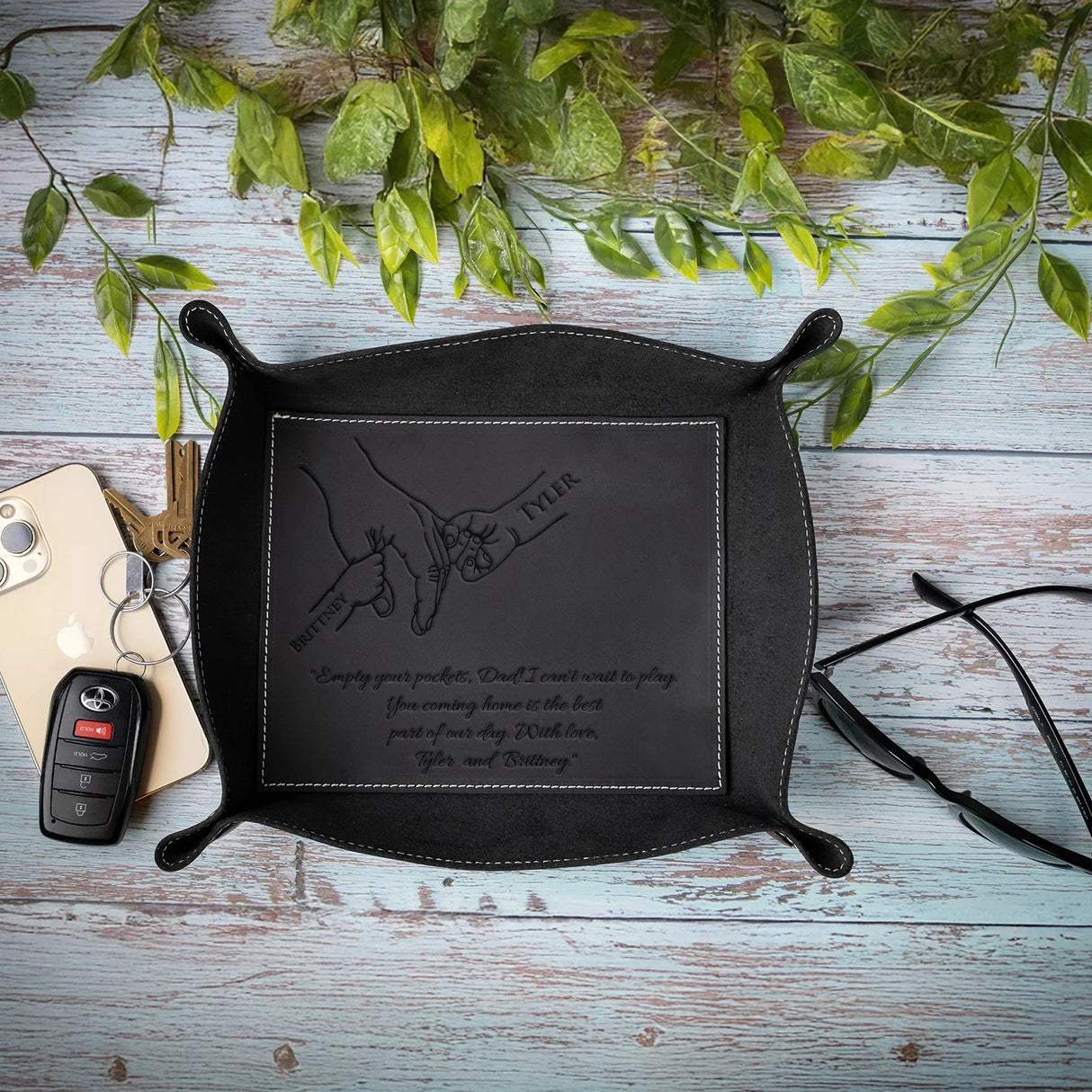 Custom Engraved Leather Tray