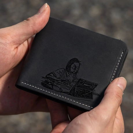 Custom Engraved Leather Wallet for Men Transfer Kingdom Anthracite
