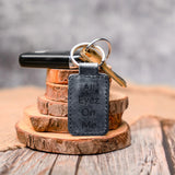 Custom Engraved Leather Keychain – Square
