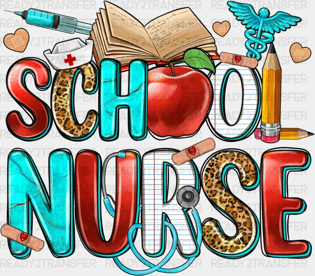 Apple And Book School Nurse Design - Dtf Transfers