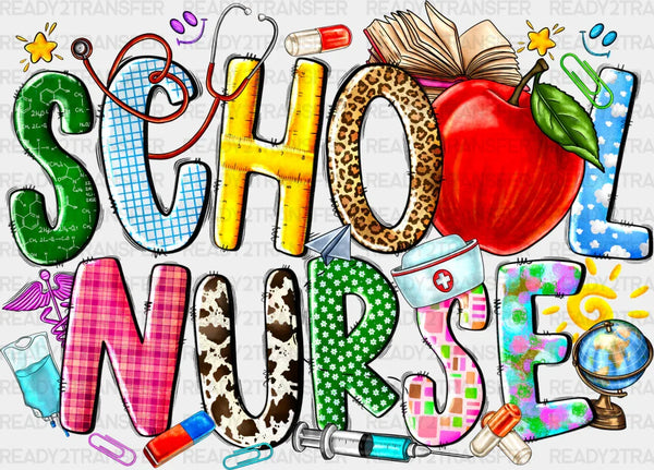 Apple School Nurse Design - School Nurse DTF Transfers