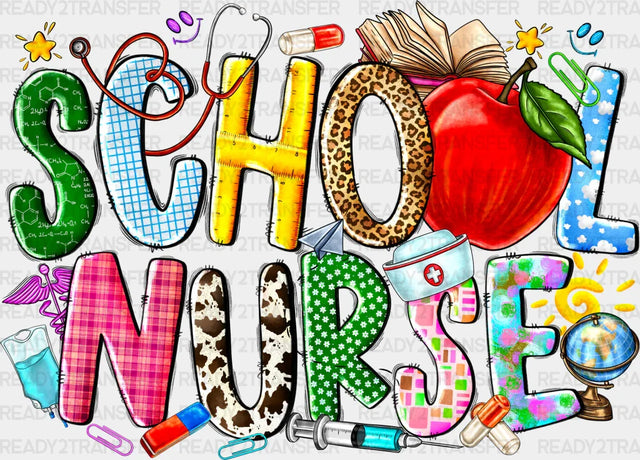 Apple School Nurse Design - Dtf Transfers