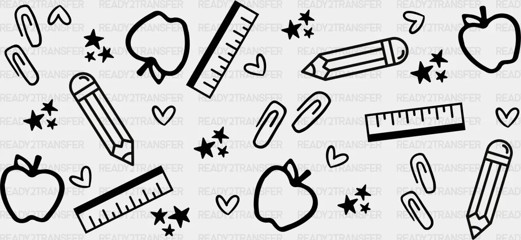 Apples And Pencils - Teacher Cup Wrap Uv Sticker Permanent Dtf Decal