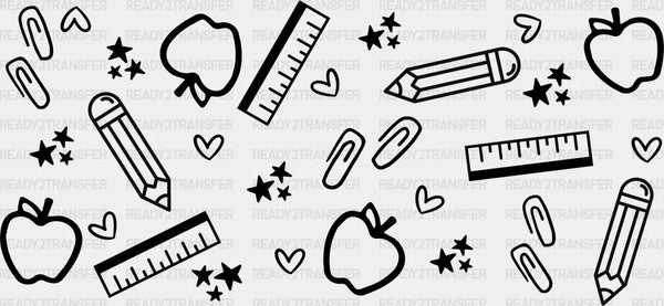 Apples And Pencils - Teacher Cup Wrap UV Sticker Permanent UV DTF Decal