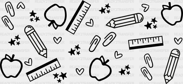 Apples And Pencils - Teacher Cup Wrap Uv Sticker Permanent Dtf Decal