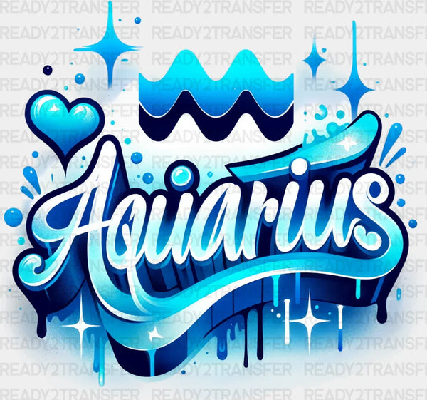 Aquarius Blue And Pink - Zodiacs & Horoscopes DTF Transfer