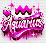 Aquarius Blue And Pink - Zodiacs & Horoscopes Dtf Transfer Adult Unisex S M (10’’) / Color