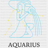 Aquarius Blue Constellation - Zodiacs & Horoscopes DTF Transfers - Adult Unisex - S & M (10’’) / Dark Color Design (See