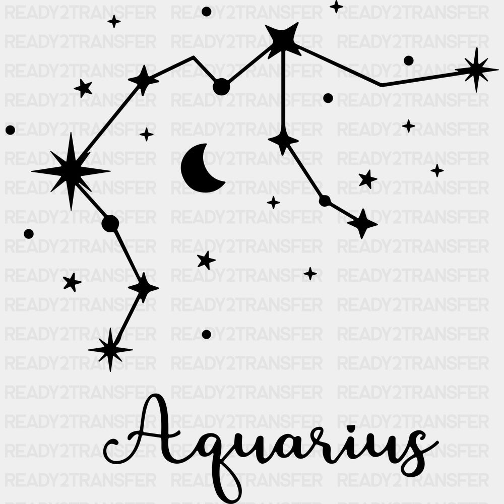 Aquarius Constellations - Zodiacs & Horoscopes DTF Transfers - Adult Unisex - S & M (10’’) / Dark Color Design (See