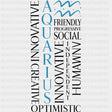 Aquarius Qualities Teal - Zodiacs & Horoscopes DTF Transfers - Adult Unisex - S & M (10’’) / Dark Color Design (See
