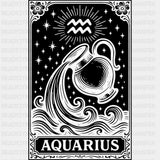 Aquarius Tarot Card - Zodiacs & Horoscopes DTF Transfers - Adult Unisex - S & M (10’’) / Dark Color Design (See Imaging)