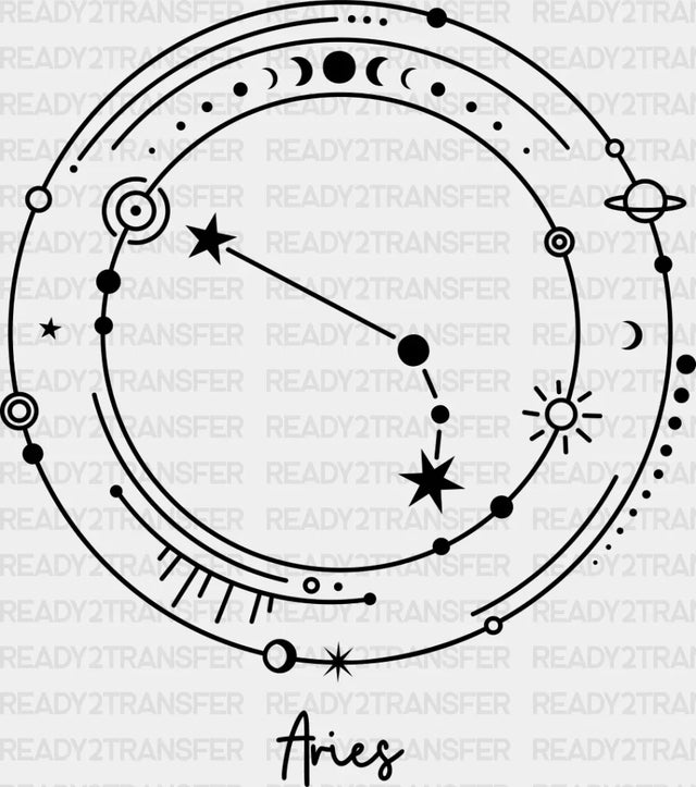 Aries Constellation Design - Zodiac Dtf Transfer Adult Unisex S & M (10’’) / Dark Color (See
