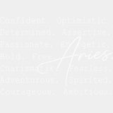 Aries Cursive B&W - Zodiacs & Horoscopes DTF Transfers - Adult Unisex - S & M (10’’) / Light Color Design (See Imaging)