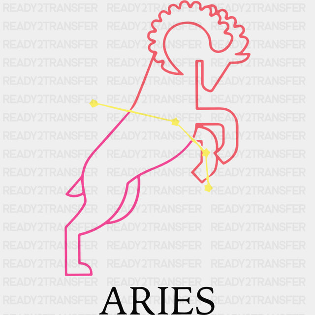 Aries Pink Constellation - Zodiacs & Horoscopes DTF Transfers - Adult Unisex - S & M (10’’) / Dark Color Design (See