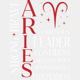 Aries Qualities Red - Zodiacs & Horoscopes DTF Transfers - Adult Unisex - S & M (10’’) / Light Color Design (See