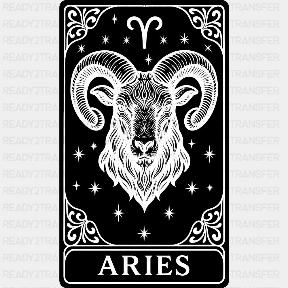 Aries Tarot Card - Zodiacs & Horoscopes DTF Transfers - Adult Unisex - S & M (10’’) / Dark Color Design (See Imaging)