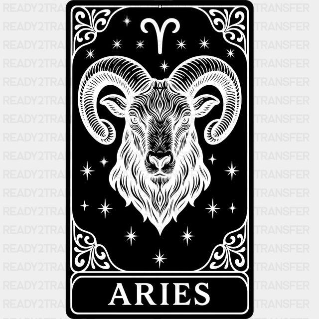 Aries Tarot Card - Zodiacs & Horoscopes DTF Transfers - Adult Unisex - S & M (10’’) / Dark Color Design (See Imaging)