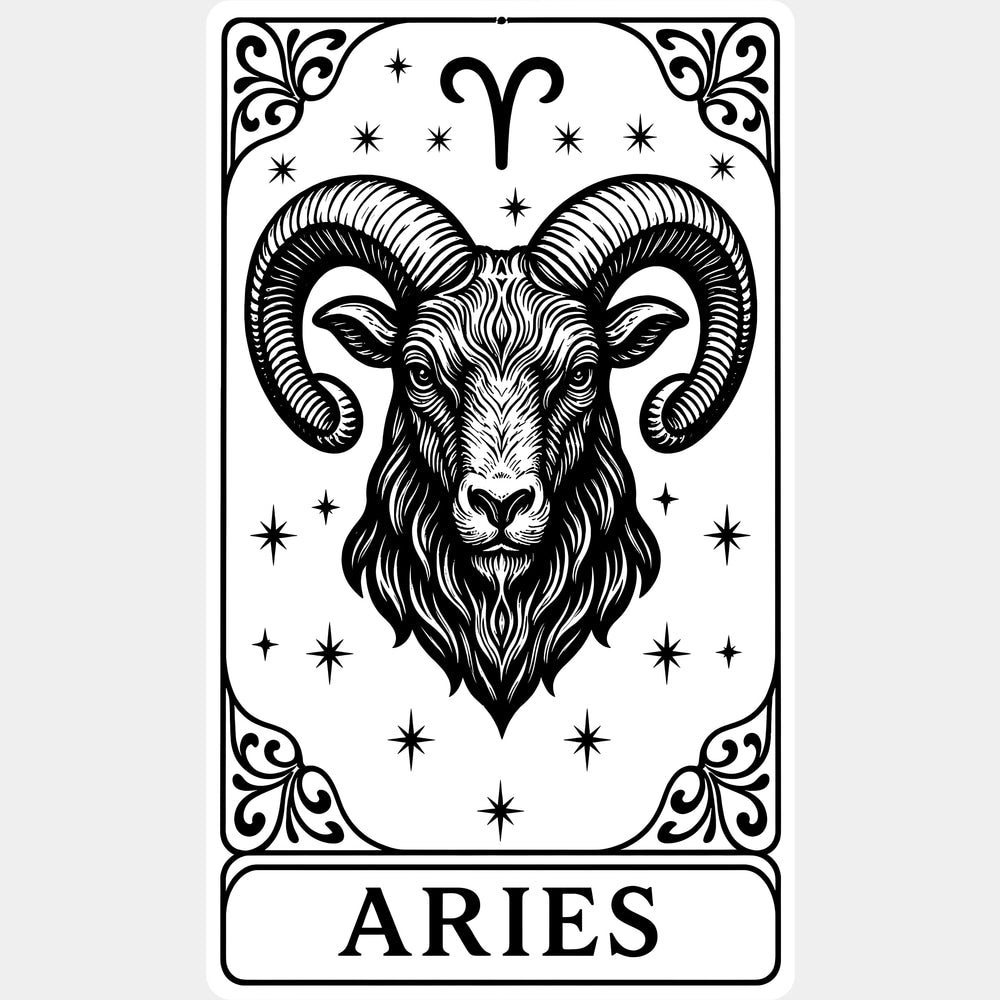 Aries Tarot Card - Zodiacs & Horoscopes DTF Transfers - Adult Unisex - S & M (10’’) / Light Color Design (See Imaging)