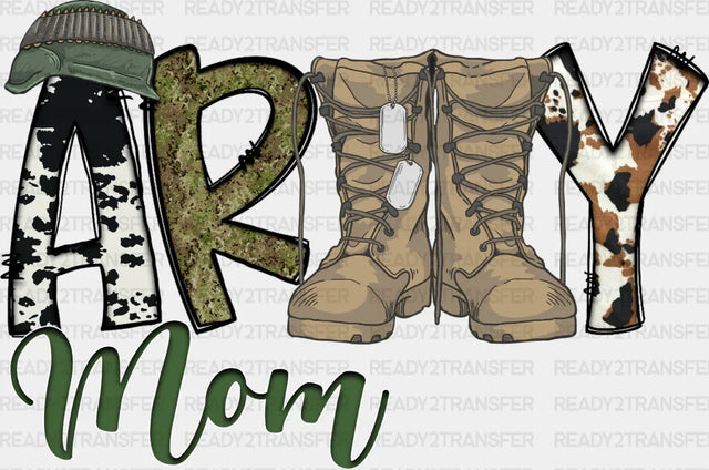Army Mom Boots Design - Dtf Transfer Adult Unisex S & M (10’’) / Dark Color (See Imaging)