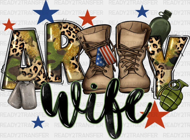 Army Wife Boots Design - Dtf Transfer Adult Unisex S & M (10’’) / Dark Color (See Imaging)