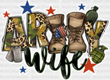 Army Wife Boots Design - Dtf Transfer Adult Unisex S & M (10’’) / Light Color (See Imaging)