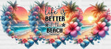 At The Beach Colorful Heart - Summer Cup Wrap Uv Sticker Permanent Dtf Decal