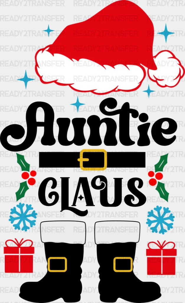 Auntie Claus - Christmas Dtf Transfer Adult Unisex S & M (10’’) / Dark Color Design (See Imaging)