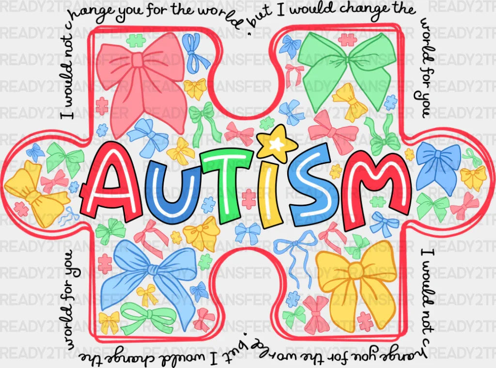 Autism Jigsaw Colorful Design - Awareness Dtf Transfer Adult Unisex S & M (10’’) / Dark Color