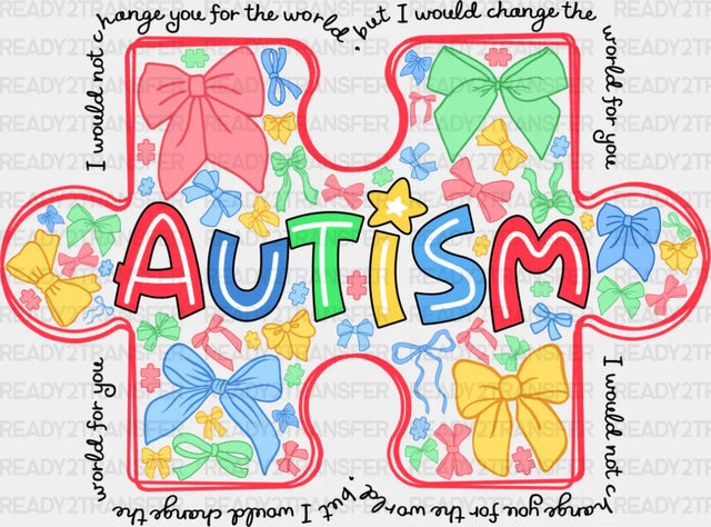 Autism Jigsaw Colorful Design - Awareness Dtf Transfer Adult Unisex S & M (10’’) / Dark Color