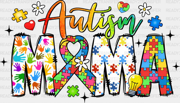 Autism Mama Colorful Design - Autism Awareness DTF Transfer